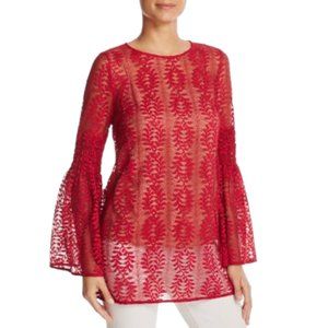 MICHAEL KORS RASBERRY LACE BELL SLEEVE TUNIC (L)